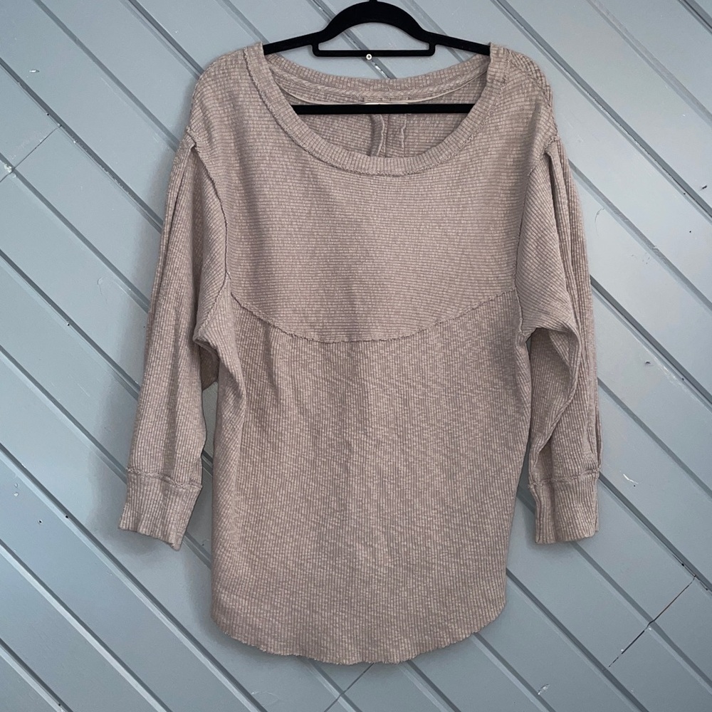 Free People We The Free Dawson Ribbed Long Sleeve in Smoothe Stone